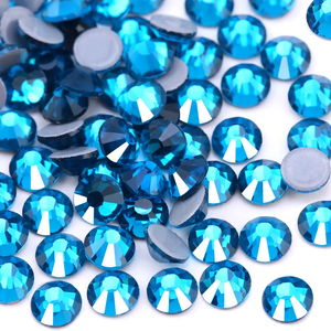 Qiao SS6 ss8 SS10 ss12 SS16 ss20 SS30 bán buôn màu xanh phẳng trở lại Kính hotfix thạch cho túi trang trí tự làm - Product Image 5