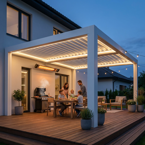 <span class=keywords><strong>Pergola</strong></span> en aluminium pour jardin d'hiver confortable avec lampes chauffantes infrarouges pour terrasse par temps froid et gazebo pour repas en plein air toute l'année - Product Image 1