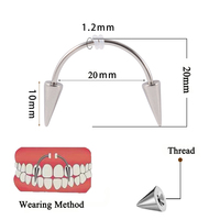 Grilles dentaires punk en gros, piercing hélix, dents de zombie, bijoux dentaires CBB Huya vampire, acier inoxydable, acier chirurgical, lèvre