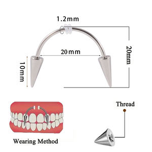 Venta al por Mayor de Joyería Dental Punk, Piercing Helix, Dientes de Zombie, CBB <span class=keywords><strong>Huya</strong></span>, Dientes de Vampiro, Acero Inoxidable Quirúrgico para Labios - Product Image 2