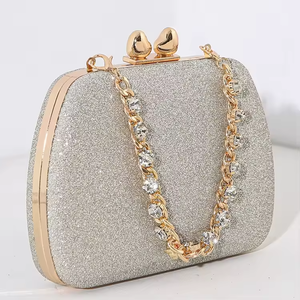 High Quality Textured Square <b>Box</b> New Fashionable Evening Bag Fashion <b>Heart</b>-<b>Shaped</b> Diamond-Encrusted Wedding Women's Tote Bags - Product Image 6