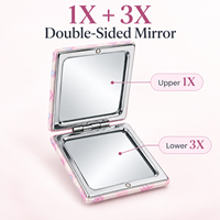 Miroir compact à coque de 72 mm, style sable mouvant, miroir de maquillage carré de poche, style océan, logo personnalisé