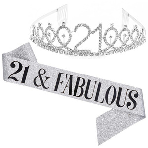 Decorazione per Compleanno Ragazza 16,21 Anni, Set Fascia per Capelli Oro Rosa con Nastro Paillettato - Novità Impermeabile a Prezzo <span class=keywords><strong>di</strong></span> Fabbrica - Product Image 6