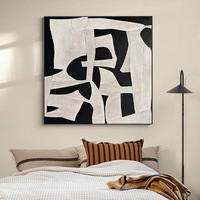 Art mural beige Wabi-Sabi, peinture abstraite noire et beige, grande peinture murale minimaliste noire, peinture sur toile beige