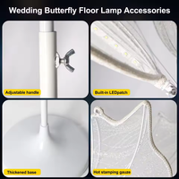 Décoration et fournitures de mariage en gros, style romantique luxueux de haute qualité, lustre en métal et tissu en forme d'ailes de papillon, éclairage LED classé IP54 pour la décoration de mariage