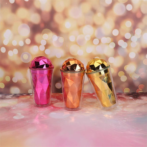 Creative Electroplated Plastic Water Cup Colorful Double Walled With Straw For Party Summer Use - Product Image 2