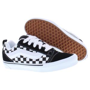 Scarpe da Skateboard Knu Skool GS per Ragazzi, Allacciate, Comode, Estive, Motivo a Scacchi Nero e Bianco - Product Image 4