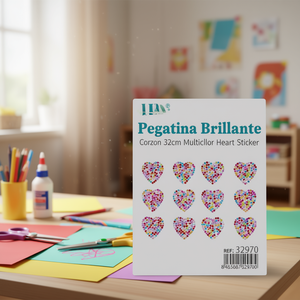 Ilan Adesivo Brillante a Forma di Cuore 32cm Multicolore - Product Image 3