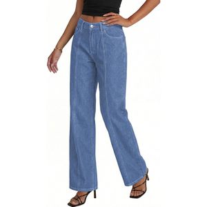 Vaqueros de Pierna Ancha para Mujer, de Cintura Alta, Elásticos, Estilo Palazzo, con Costuras Frontales, Ropa de Moda Verano 2026 - Product Image 3
