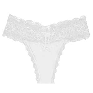 سراويل داخلية مريحة من الدانتيل الأبيض مطرزة من خلال الزهور مثيرة بفيونكة للنساء - Product Image 5