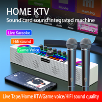 Kartu Suara SY8 Live Sound Card Audio All-in-one Mesin Karaoke Speaker Dual Wireless Mic dengan Peredam Kebisingan 5.0 untuk Siaran Langsung