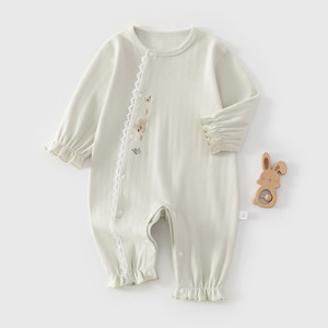 Combinaison pour bébé <span class=keywords><strong>fille</strong></span> musulmane nouveau-née, printemps-automne, pur coton respirant, antibactérien, adorable, avec fermeture à boutons, imprimé - Product Image 3