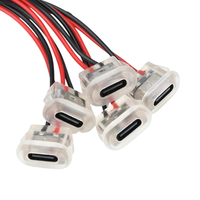 ZYSY 여성형 커넥터 2핀 USB 타입-C 입력형 충전 소켓 방수 USB-C 전원 포트 24AWG 리드 와이어 LED 조명 포함