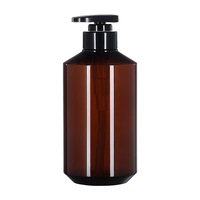 Botol Pet plastik botol lebar mulut besar Amber 1L 1000ml botol bulat sampo untuk Lotion dengan Pompa