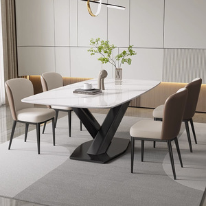 Factory-Direct Classic Rectangle Luxury <strong>Marble</strong> <strong>Top</strong> Dining Set 6/8 Seat <strong>Table</strong> and Chair for Dining Room - Product Image 6