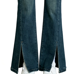 Women's High Waist Flared <b>Jeans</b> Vintage Wash Side Split <b>Stretch</b> Denim <b>Bootcut</b> Pants Casual Streetwear - Product Image 1