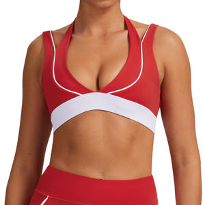 Conjunto de Yoga Allure Body para Mujer, 2 Piezas, Rojo, Cuello en V Profundo, Espalda Descubierta, Sujetador Deportivo, Leggings Ajustados, Ropa Deportiva para Entrenamiento - Product Image 4