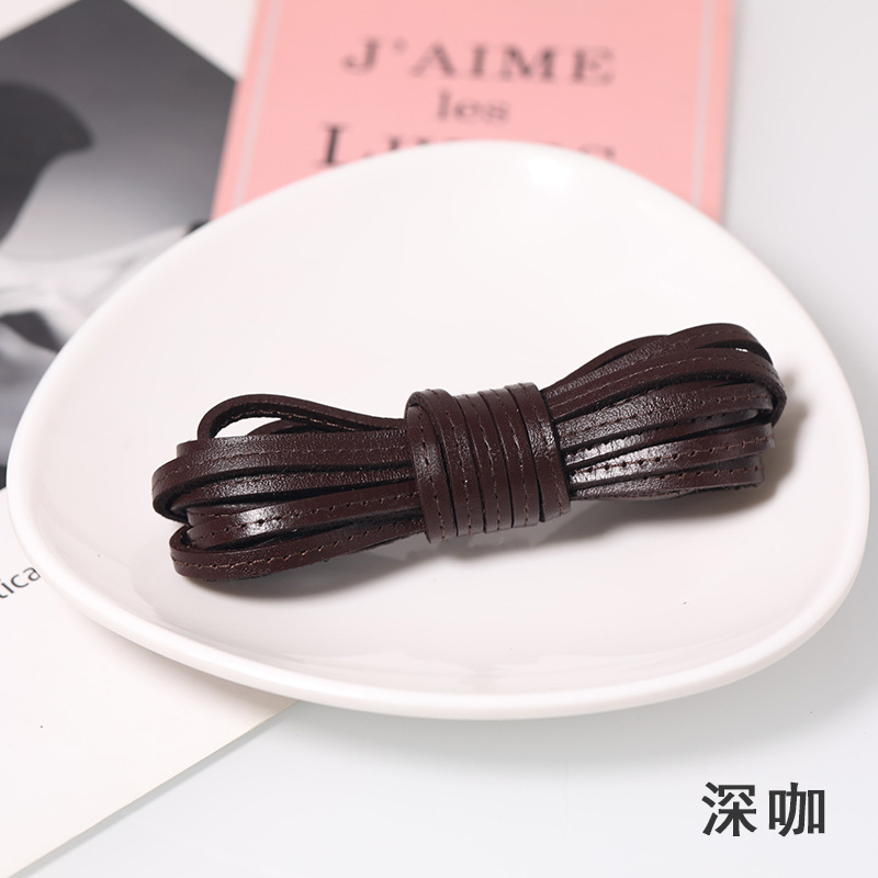 5mm dark brown stitched leather cord, 3 meters