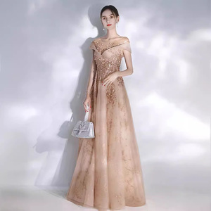 Evening Gown Off The Shoulder A Line Chiffon Floral Print Empire Waist Women's Dress For Events Bridesmaid Hostess Party - Product Image 3