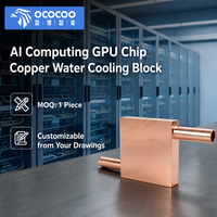 Bloc de refroidissement à eau en cuivre OCOCOO usiné avec précision pour GPU AI, double ports G1/4, personnalisable ODM OEM, MOQ 1 pièce pour refroidissement liquide de serveur