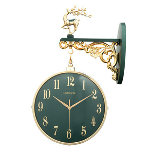 HxzB Wall <b>Clock</b> Round Double Sided Silent <b>Battery</b> Powered Decorative For Living Room Hotel - Product Image 5