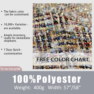 يستخدم قماش توييد بوليستر ذو سبعة ألوان بنمط ماسي بخيوط ذهبية لصنع ربطات رأس الملابس والحقائب - Product Image 3