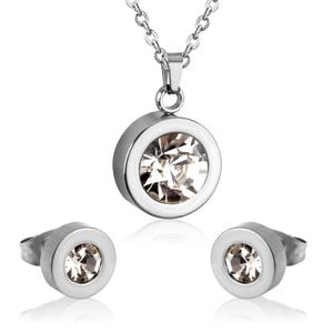 Asonsteel Stereoscopic Round Zircon Circle Pendant Necklace Earrings Brand <b>Women</b> <b>Jewelry</b> <b>Set</b> - Product Image 6
