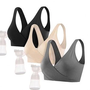 Soutien-gorge de maternité et d'allaitement en coton confortable et doux, quatre couleurs, croisé, tailles M-2XL, vente en gros OEM - Product Image 1