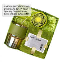 Lot en gros d'ensembles cadeaux d'été : mini ventilateur portable, tasse en verre, serviette, ensemble de mariage, logo personnalisé, prix d'usine, pour la plage, les voyages et l'usage quotidien
