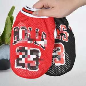 Wholesale pet shop supplier team number 23 sports summer dog clothes breathing