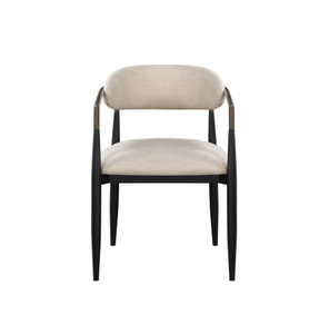Fauteuil moderne à dossier ouvert beige et noir pour la maison, le bureau, le salon, la salle à manger ou le café, fabriqué en tissu durable - Product Image 3