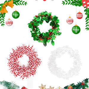 DAMAI Red and White Green Tinsel Garland for Home Party Christmas Tree Decor with Wire Walking Stick Holiday Atmosphere Props - Product Image 2