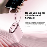 Power Bank Premium 22.5W Super Cepat 10000mAh dengan Kabel AC Terintegrasi, Charger Mini Kompak Portabel untuk Perjalanan, Hadiah