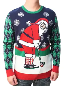 Wholesale FNJIA Men's Christmas Sweater Crew Neck Knitted Jumper Father Christmas Skull Ugly Christmas Sweater