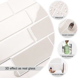 Carreaux à peler et <span class=keywords><strong>coller</strong></span> beiges pour mur panneaux muraux en vinyle auto-adhésifs autocollant 3D à <span class=keywords><strong>coller</strong></span> <span class=keywords><strong>sur</strong></span> <span class=keywords><strong>carrelage</strong></span> dosseret décoration murale intérieure - Product Image 2