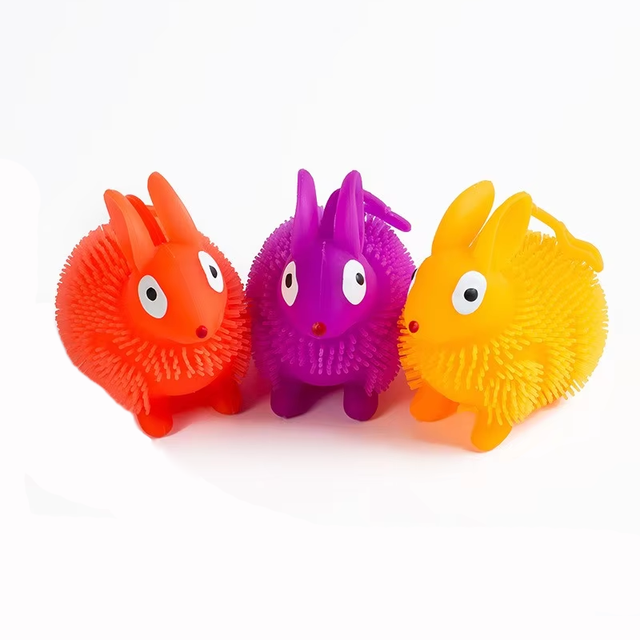 Yoyo Fluffy Glowing Rabbit Stress Relief Light-Up Squishy Puffer Ball Toys