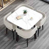 Ensemble table et chaises de restaurant moderne sur mesure, best-seller, plateau en marbre, pliable, extensible, design gain de place
