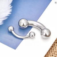 Bague en acier inoxydable à double boule pour enfants, à surface rugueuse et incurvée, avec filetage interne PA, anti-allergique, multi-usage, cadeau de mariage, pour fête
