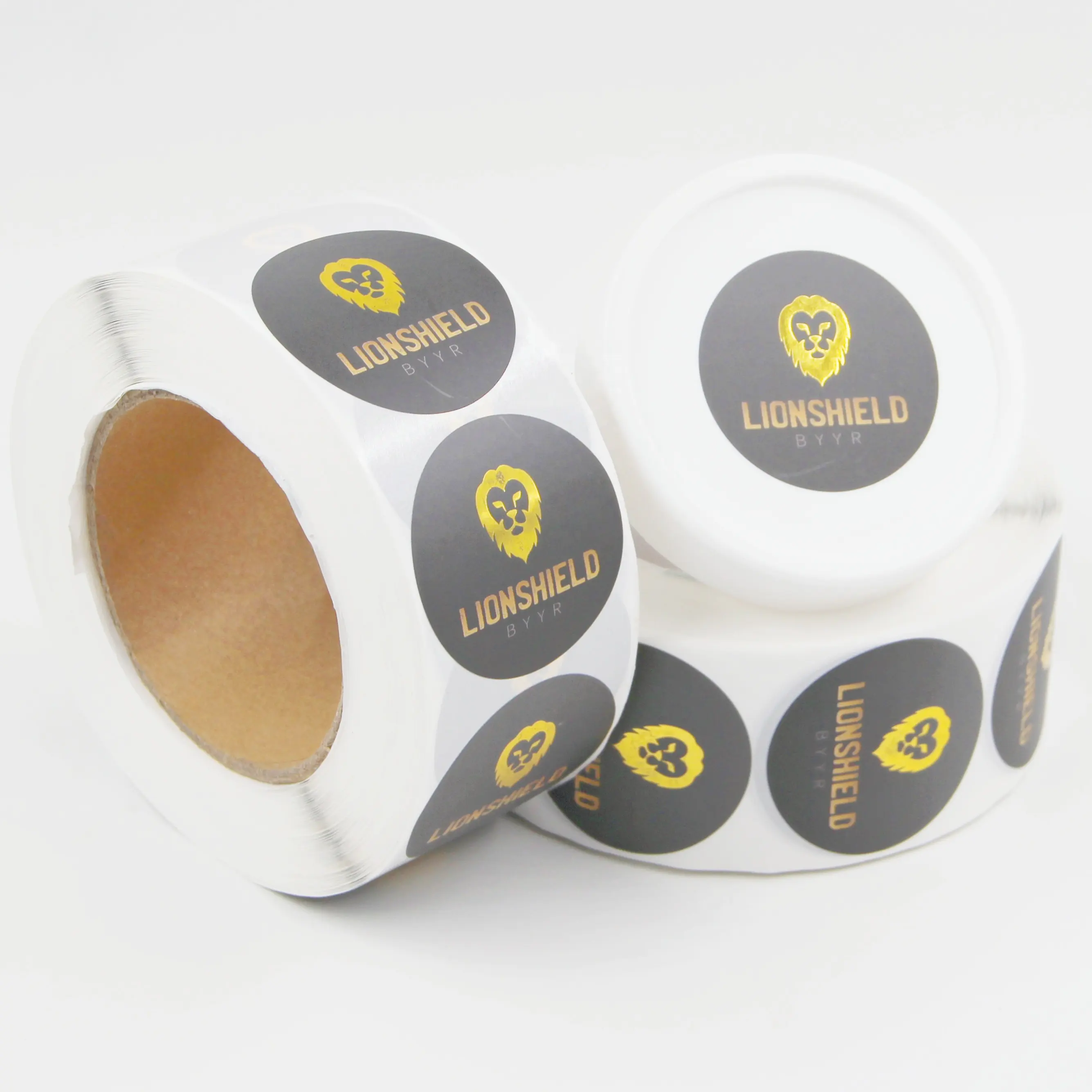 Customize Logo Labels Round Label Stickers in Roll Gold Foil Stamping Round Label Waterproof Stickers Gold Stamping Foil