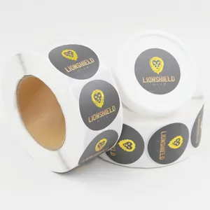 Customize Logo Labels Round Label Stickers In Roll Gold Foil Stamping Round Label Waterproof Stickers Gold Stamping Foil
