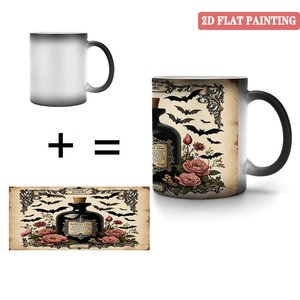 Frosted Black 11oz <b>Ceramic</b> Mug Heat Sensitive Blank <b>Cup</b> For Festival Gift - Product Image 4