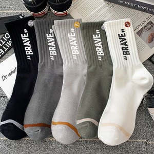 Zhuji Men's Crew <b>Socks</b> Thickened Warm Breathable Solid Color Alphanumeric Pattern Daily Life Casual Sports <b>Socks</b> - Product Image 1