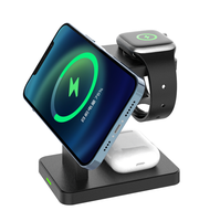 Station de charge sans fil magnétique 3 en 1, 15W, support de téléphone en forme de Z, chargeur pour montre, écouteurs, chevet, bureau