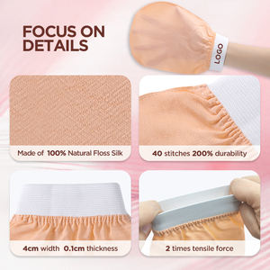 Gants exfoliants en soie ovales personnalisés avec logo, réduisent les vergetures et les cicatrices, gant de bain - Product Image 4