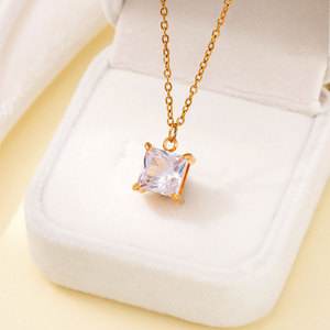 Delicado Collar de Acero Inoxidable 316L Chapado en Oro PVD de 14k y 18k para Mujer, Joyería Fina, Collar con Diamantes Negros para Mujer - Product Image 5