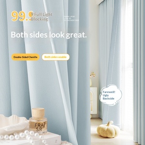 Rideau occultant double face en chenille couleur unie Echo Echo, fini, style crème haut <span class=keywords><strong>de</strong></span> gamme pour chambre à coucher, toutes tailles <span class=keywords><strong>de</strong></span> fenêtres, pour toute la maison - Product Image 4