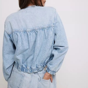 2025 OEM New Arrival Loose <b>Denim</b> Jacket Ladies <b>Coat</b> for Women Washed <b>Denim</b> Bomber Jacket - Product Image 3
