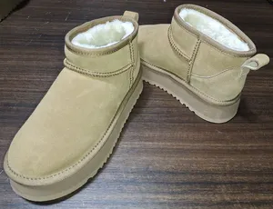 Custom Winter Ugs Faux Suede Fur Women Sheepskin Shoes Keep Warm New Designs Platform Snow Boots