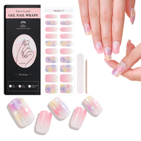 Vente chaude ongles fournitures Salon Gel ongles bandes fleur Gel presse sur les ongles colle gratuite requise lampe UV durcir