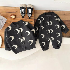CustomAutumn invierno tejido cárdigan mameluco bebé <span class=keywords><strong>niña</strong></span> mono grueso recién nacido mameluco niños algodón Luna patrón niño mono bebé - Product Image 3